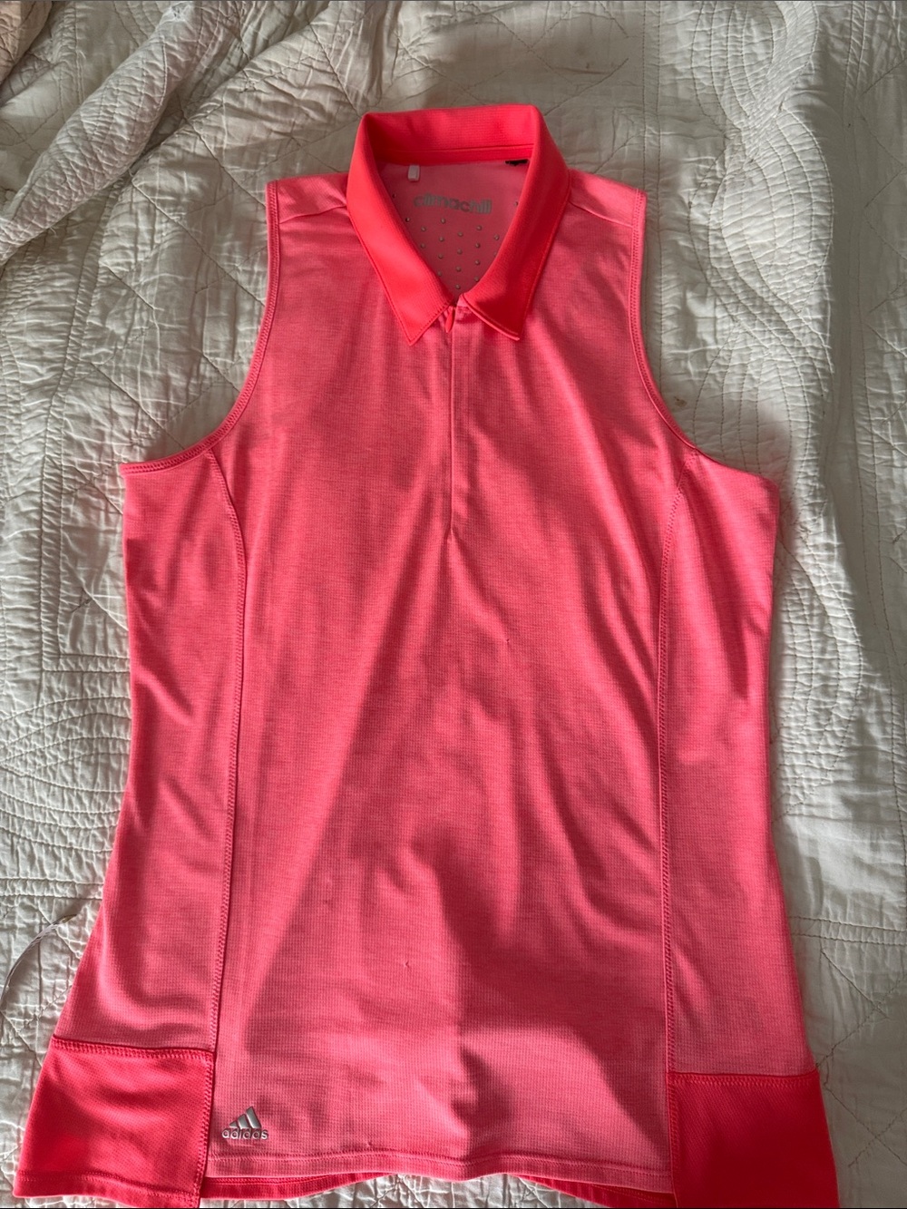 adidas Women’s Neon Pink Sleeveless Golf Polo Tank